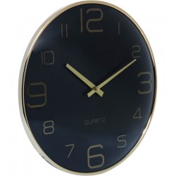 Relógio De Parede 30,5cm Por 4,5cm Quartz De Plástico Chronos Preto Com Dourado